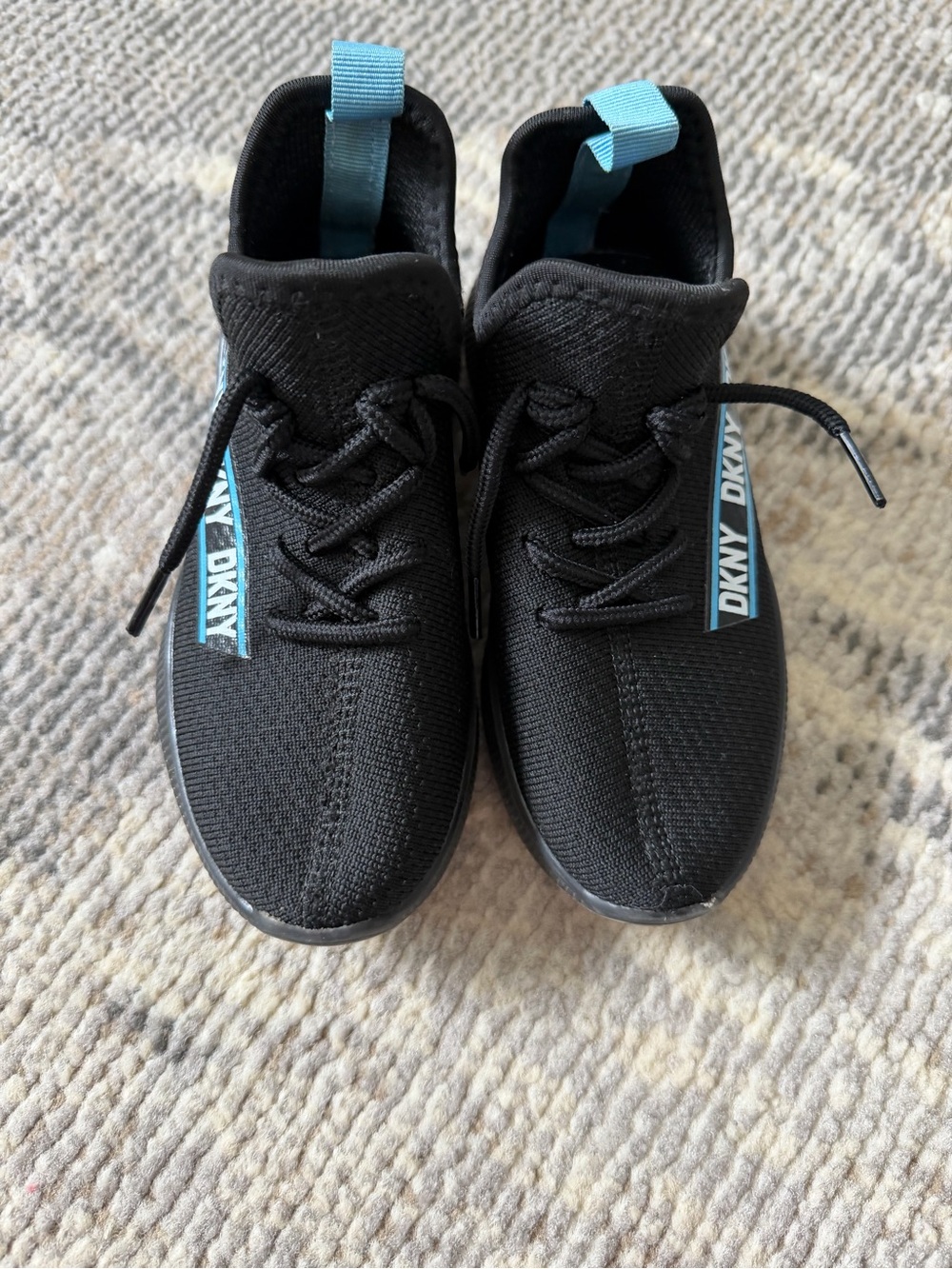 DKNY Kids Black Sneakers with Light Blue Accent